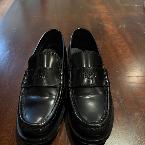 Fendi Black Penny Loafers with Discrete Logo - Picture 6 of 6